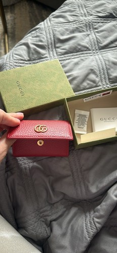 Brand New Gucci GG GHW Coin/Card Case with Key Chain, Red - photo 2