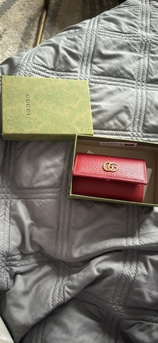 Brand New Gucci GG GHW Coin/Card Case with Key Chain, Red - photo 3