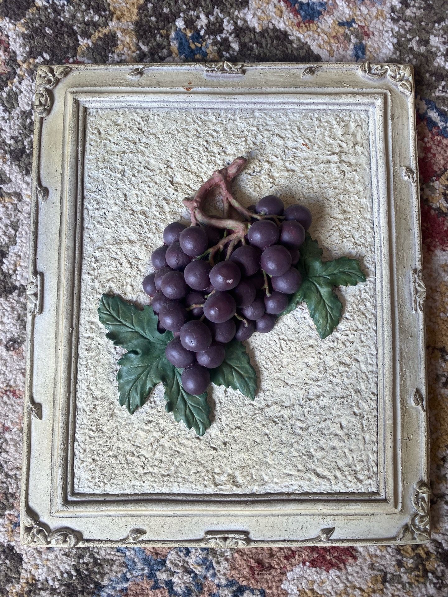 Vintage ceramic plaque with raised 3d grapes 1970’s