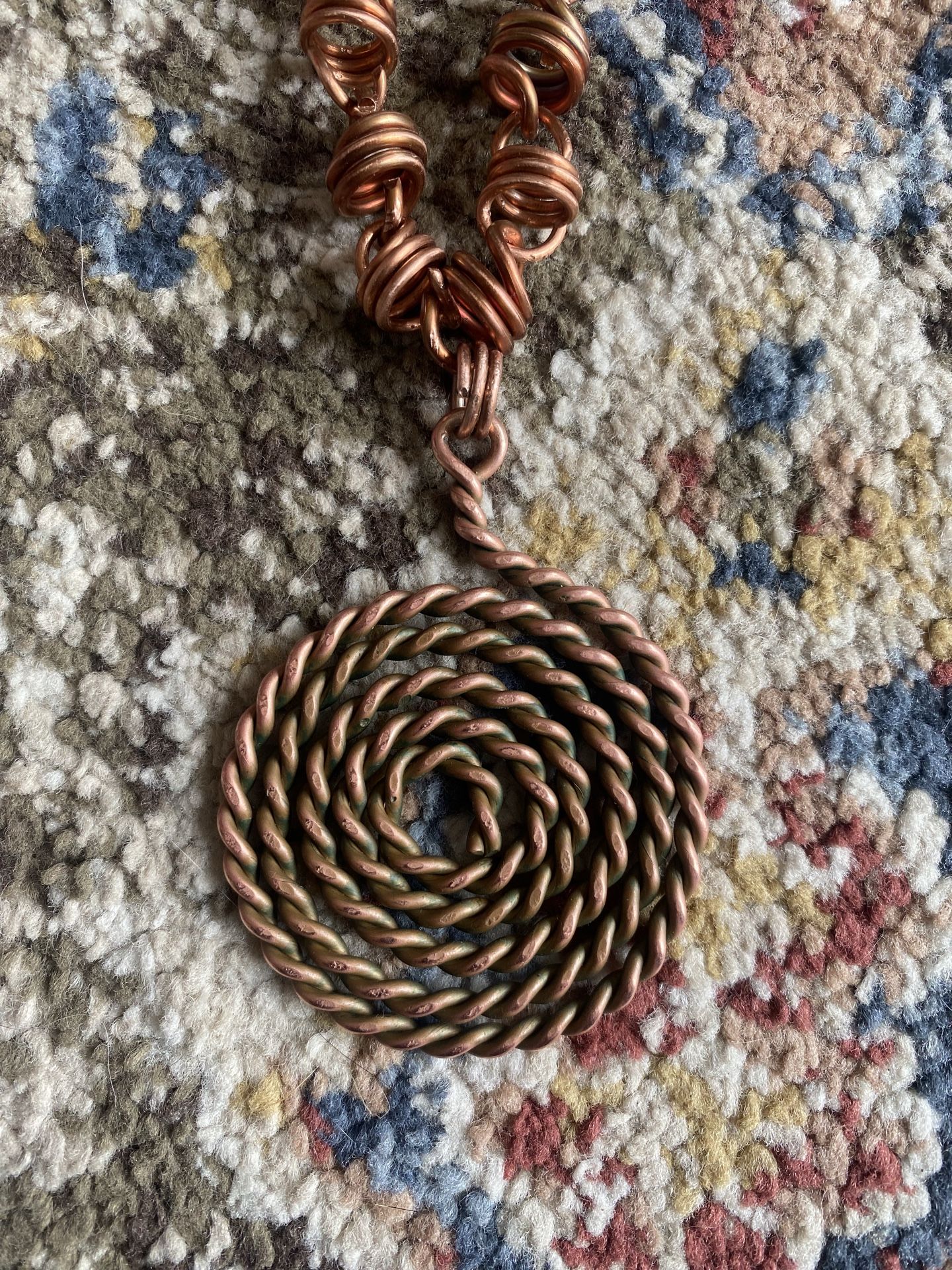 Handmade 100% Copper 24” Necklace with Tensor Coil Evil Eye - photo 2