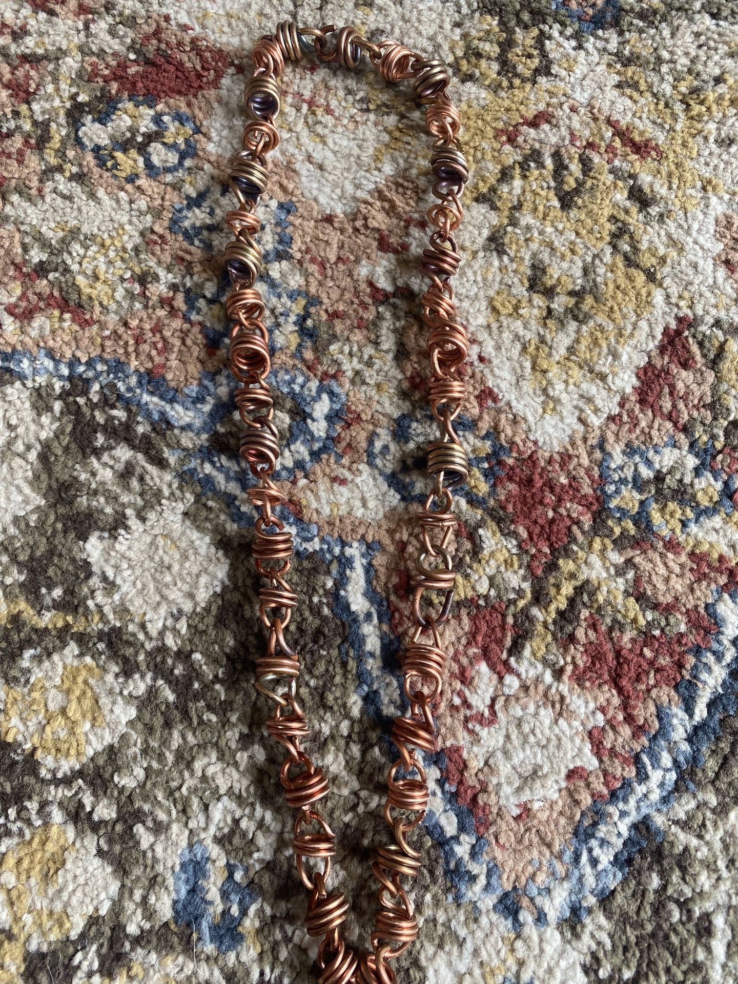 Handmade 100% Copper 24” Necklace with Tensor Coil Evil Eye - photo 3