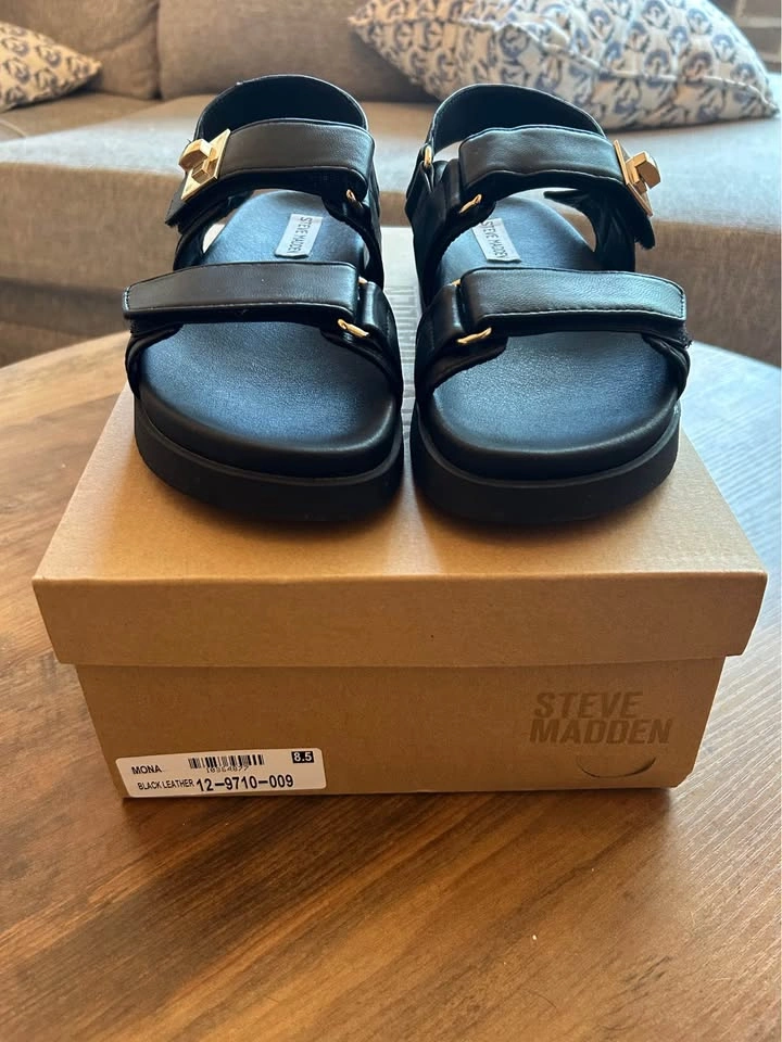 Steve Madden- Mona Black Leather Sandal - photo 2