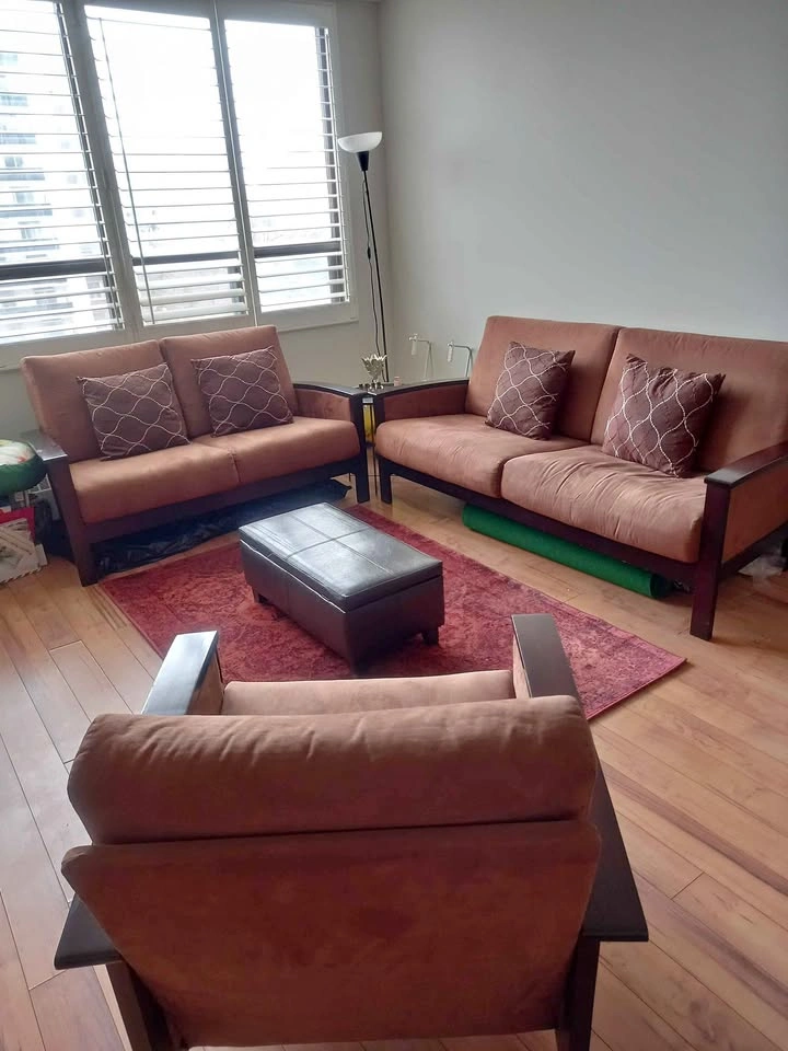 Solid Wood 3 Piece Livingroom Sofa Set