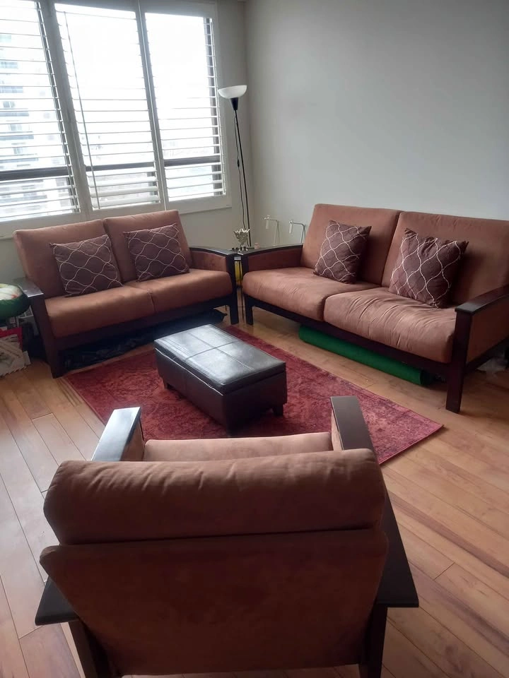 Solid Wood 3 Piece Livingroom Sofa Set - photo 2