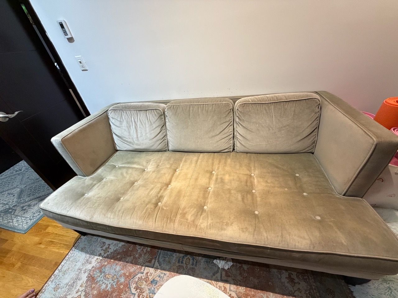 Sage Green Velvet 3 Seater Wide Sofa - photo 3