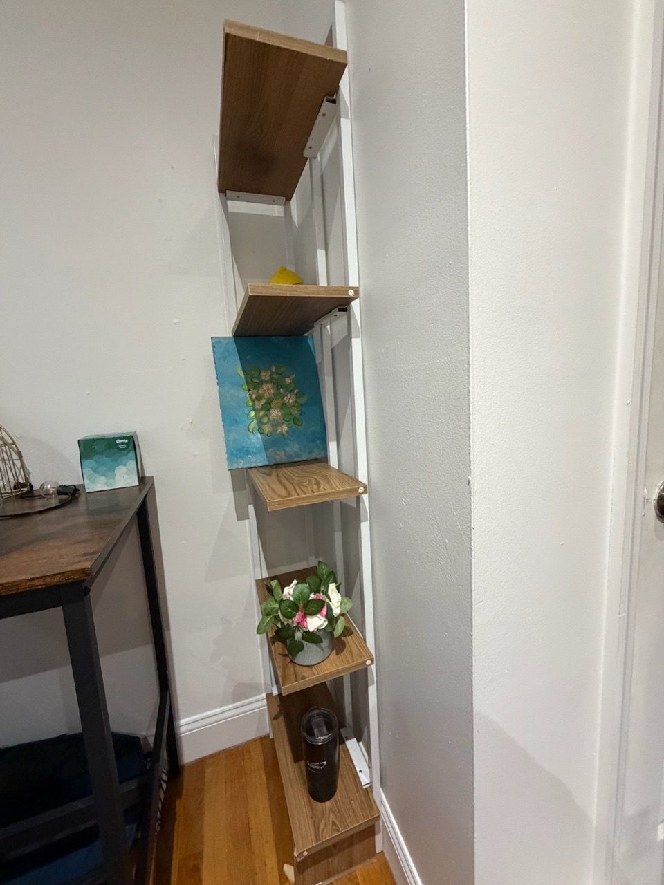 Wooden Book Shelf with White Metal Frame - photo 2