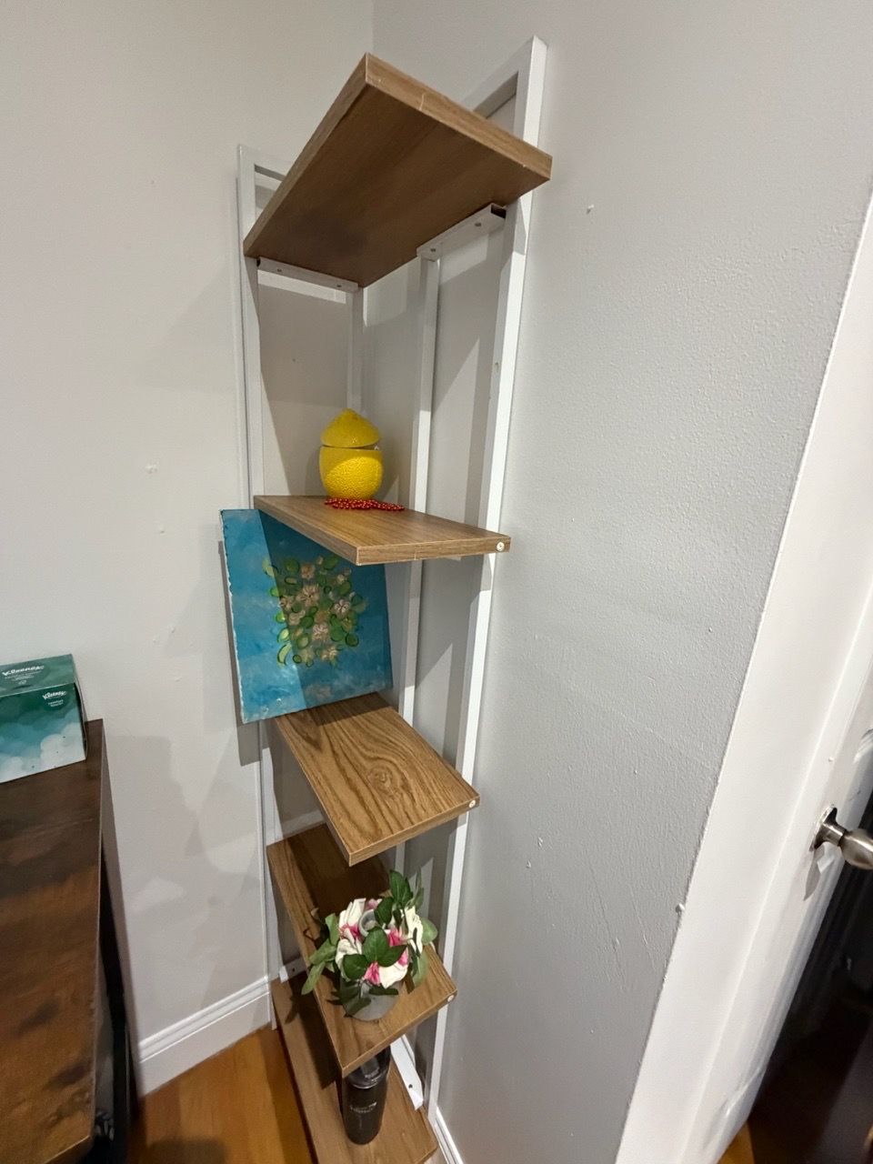 Wooden Book Shelf with White Metal Frame - photo 3