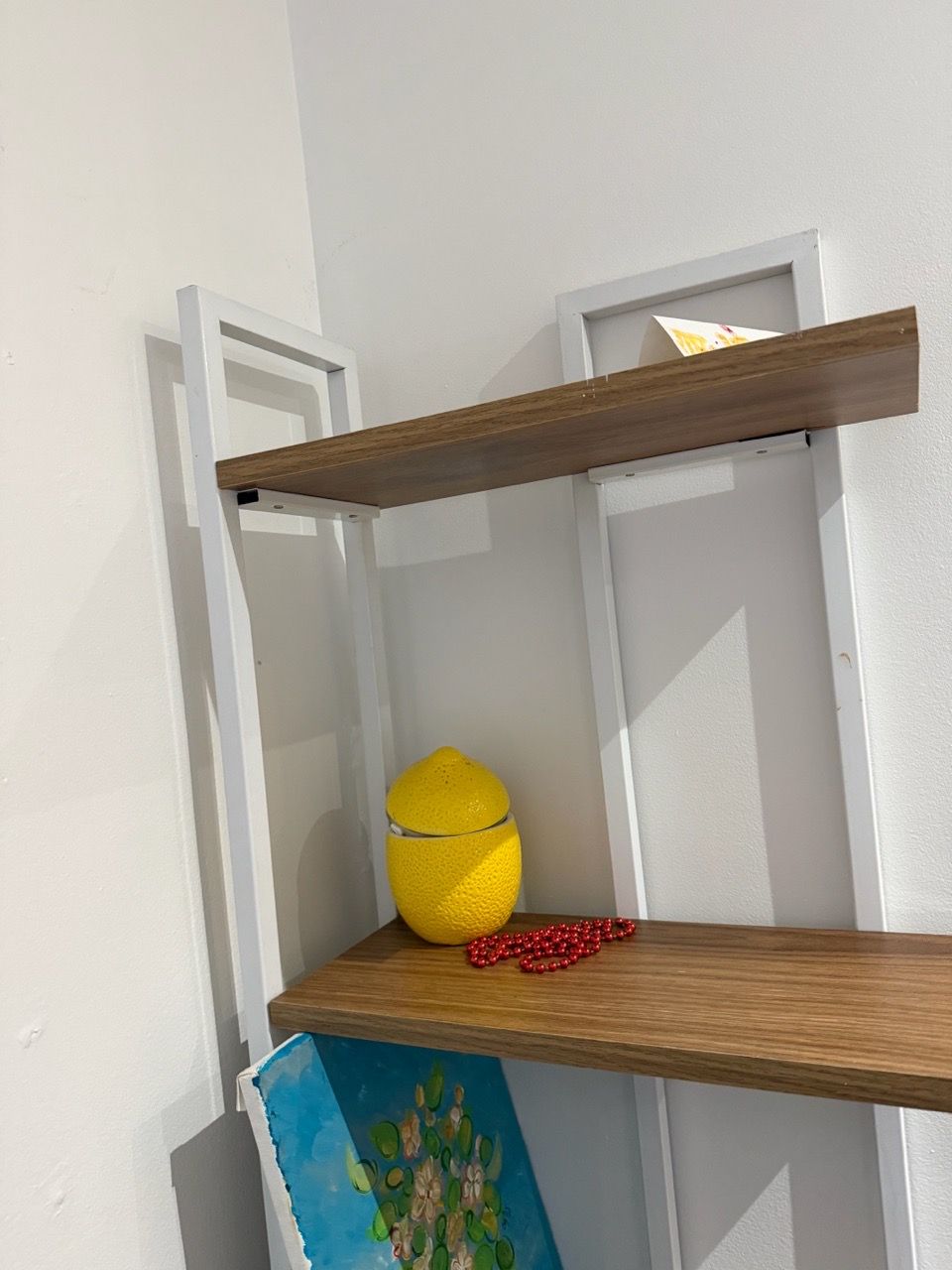 Wooden Book Shelf with White Metal Frame - photo 4
