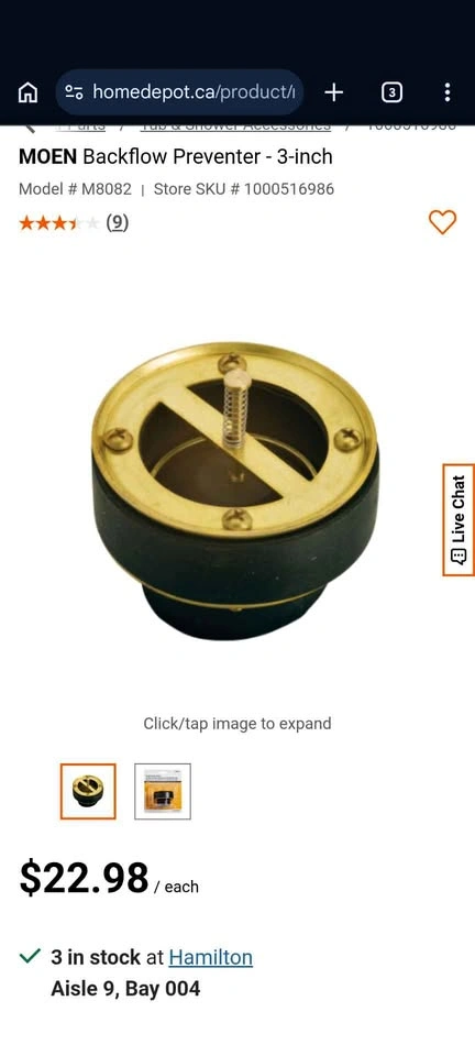 MOEN Backflow Preventer - 3-inch