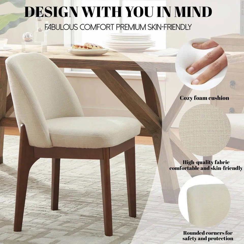 Bason Upholstered Dining Chairs — Set of 2 | Beige & Brown - photo 2