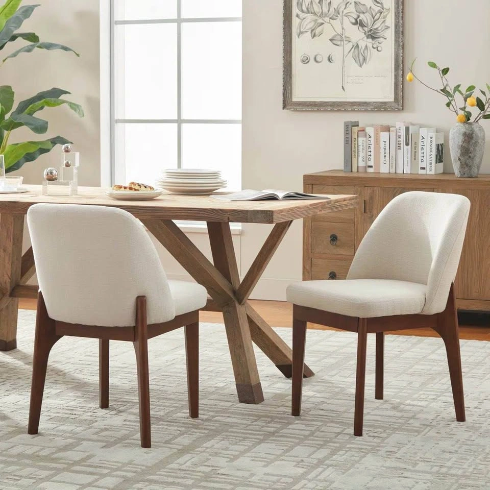 Bason Upholstered Dining Chairs — Set of 2 | Beige & Brown - photo 3