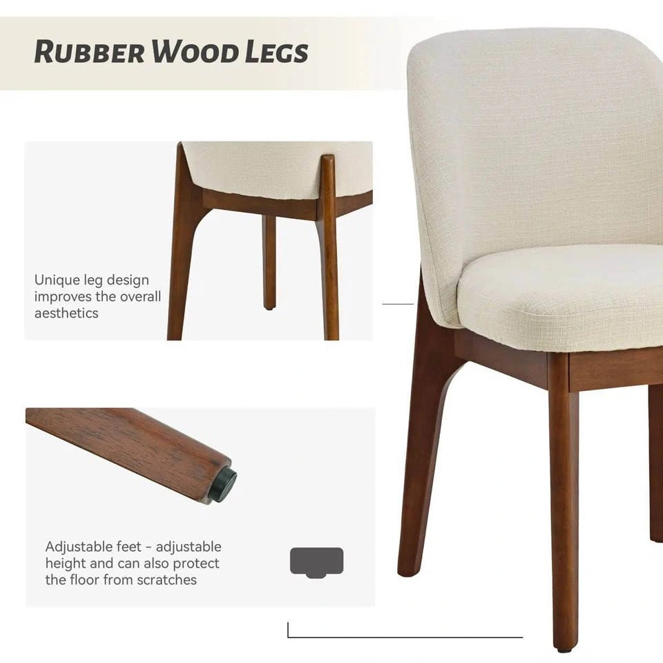 Bason Upholstered Dining Chairs — Set of 2 | Beige & Brown - photo 4