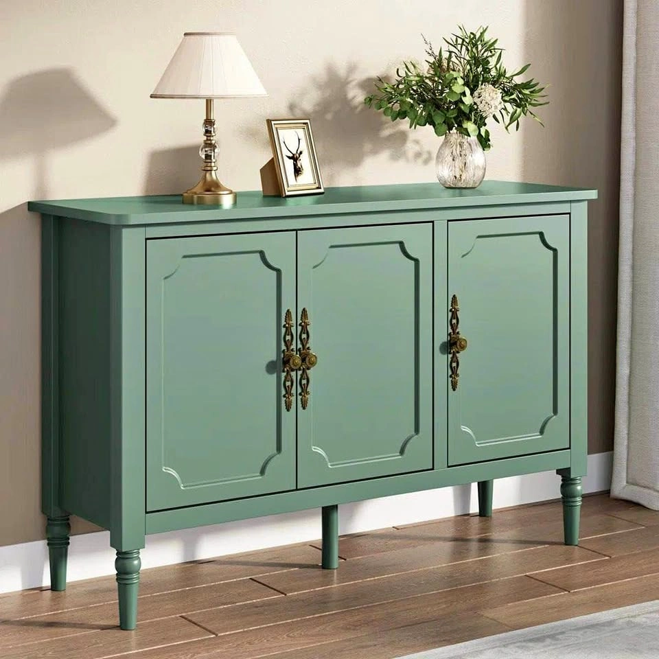 Green 3-Door Storage Cabinet with Adjustable Shelves
