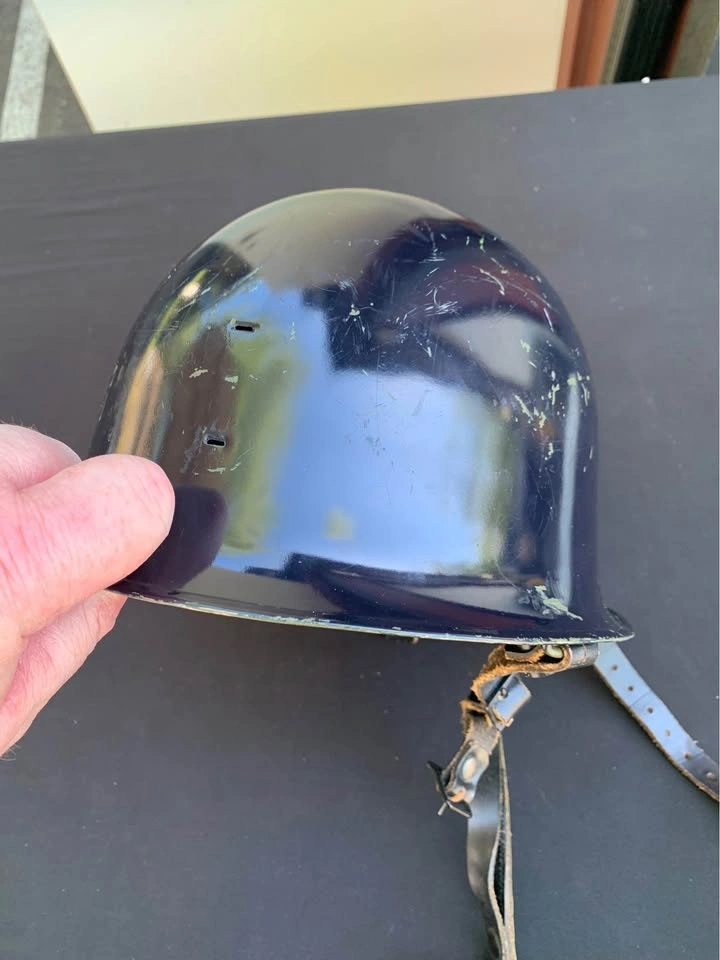 Military soldier blue metal helmet - photo 3