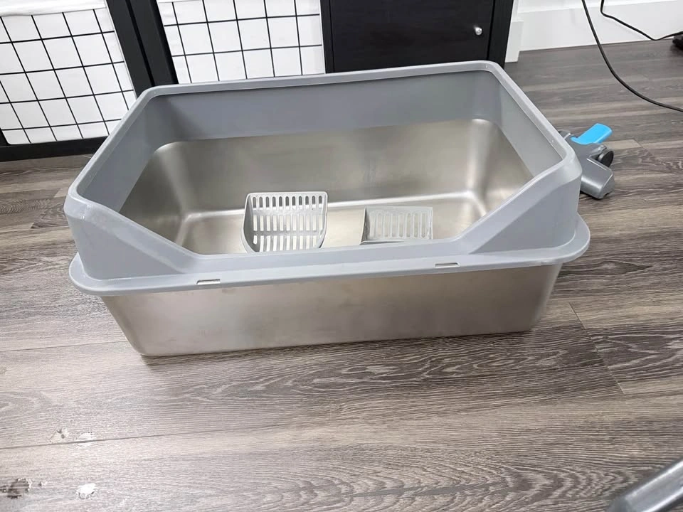 Cat Litter Box Enclosure Furniture + Stainless Steel Litter Box - photo 3