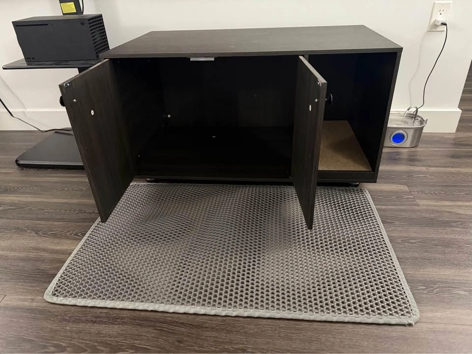 Cat Litter Box Enclosure Furniture + Stainless Steel Litter Box - photo 4
