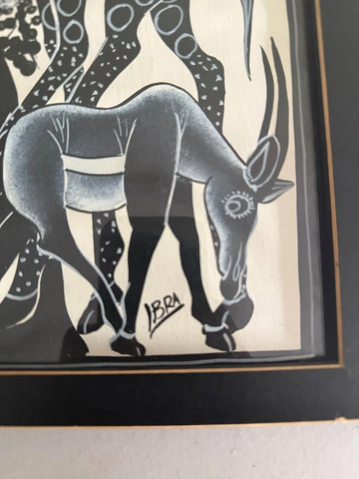 Black and white painting of African Wildlife by IBRA - photo 2