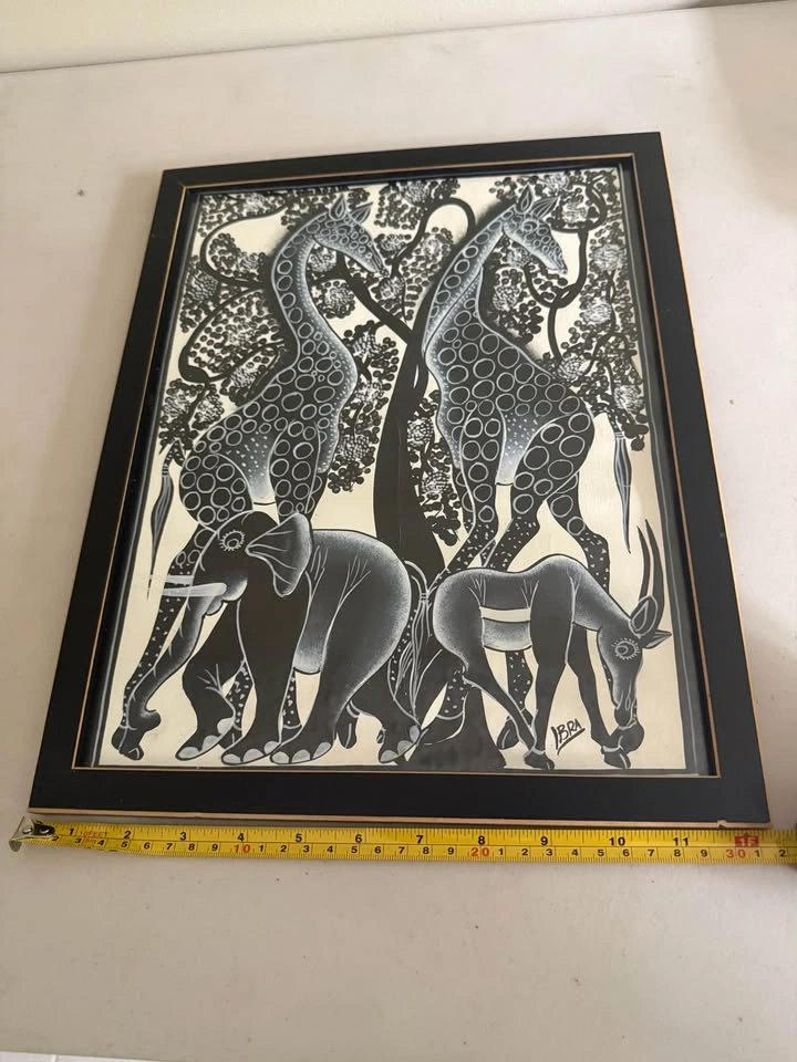 Black and white painting of African Wildlife by IBRA - photo 4