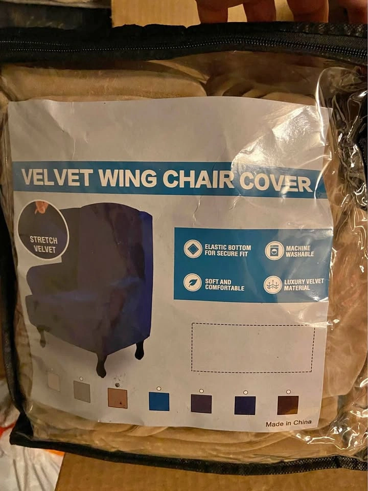 Velvet Wing Chair Cover
