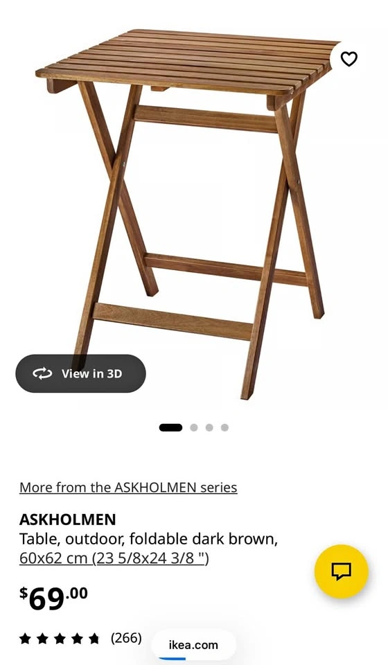 IKEA Solid Wood Patio Table + 2 Chairs