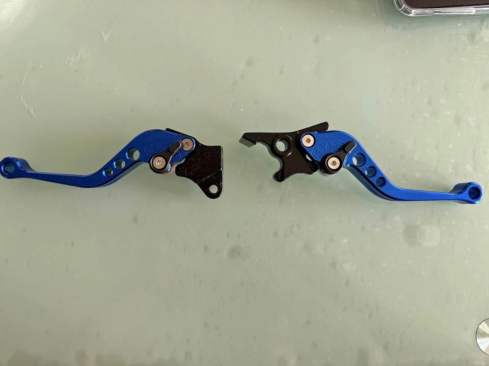 Blue Adjustable Motorcycle Brake and Clutch Levers