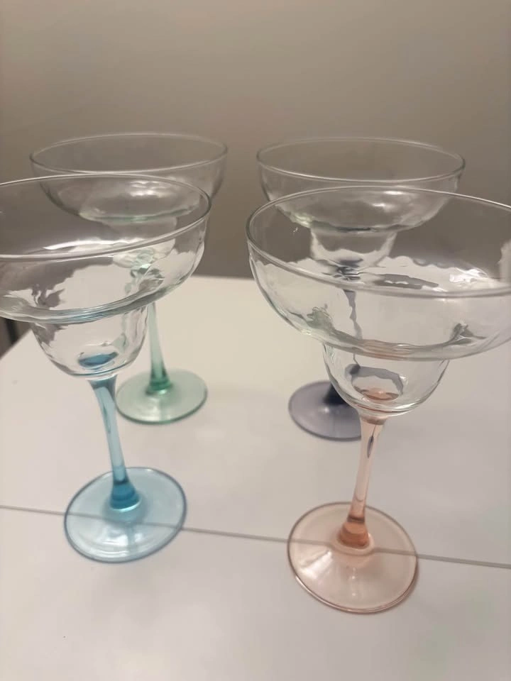 Set of 4 Margarita Glasses with Multi-Colored Stems - photo 3