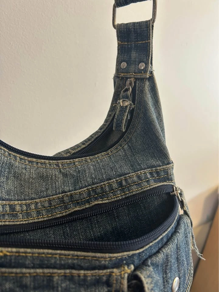 Denim Multi-Pocket Crossbody Bag - photo 2
