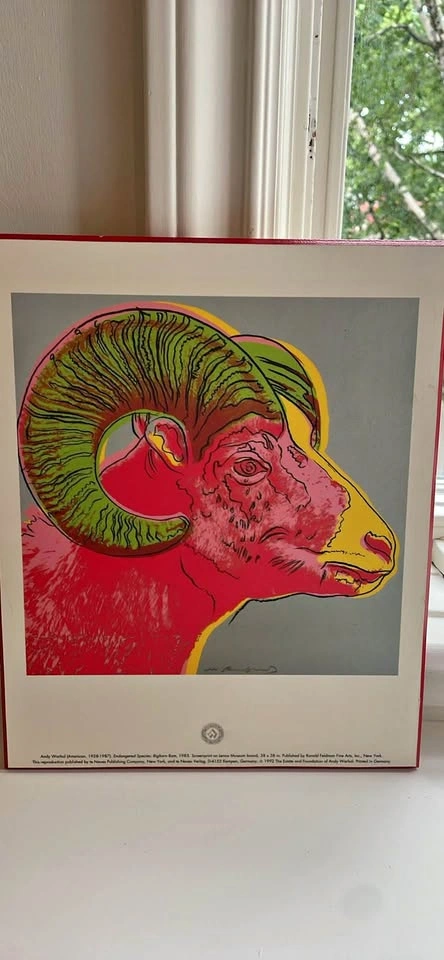 Vintage 1992 Andy Warhol "Bighorn Ram" Pop Art Poster