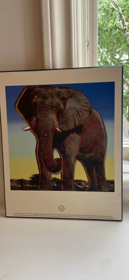 Vintage 1992 Andy Warhol "African Elephant" Pop Art Poster - photo 2