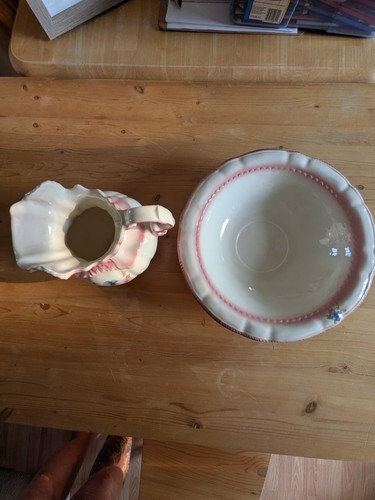 Vintage Arnel's 2970 Pitcher Wash Basin Set Pink Floral - photo 2