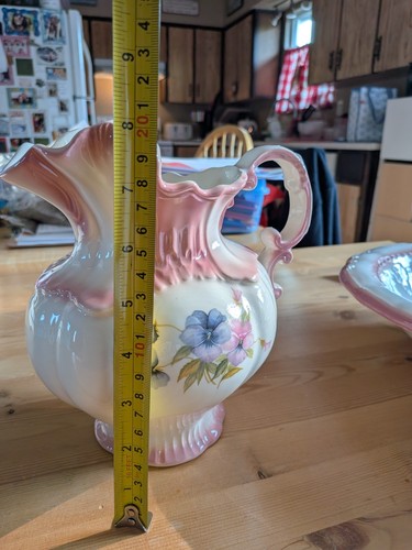 Vintage Arnel's 2970 Pitcher Wash Basin Set Pink Floral - photo 3