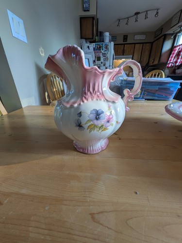 Vintage Arnel's 2970 Pitcher Wash Basin Set Pink Floral - photo 5