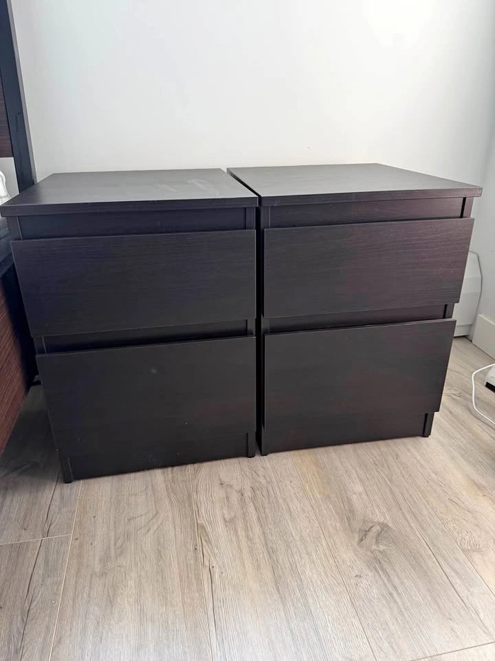 IKEA MALM 2-Drawer Chests - Black-Brown (Pair)