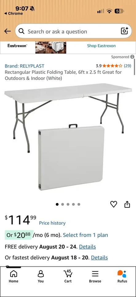 RELYPLAST Rectangular Plastic Folding Table - photo 3