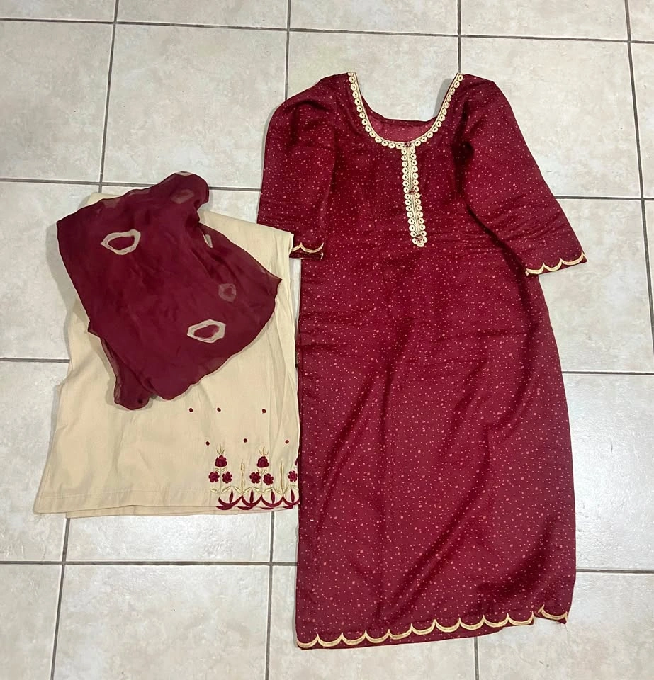 Cotton Suit With Sharara
