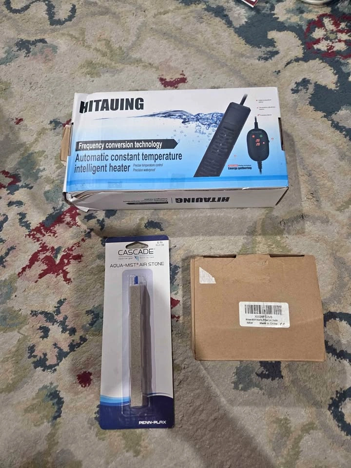 Hitauing Aquarium Heater, Penn-Plax Air Stone, and Water Pump Bu