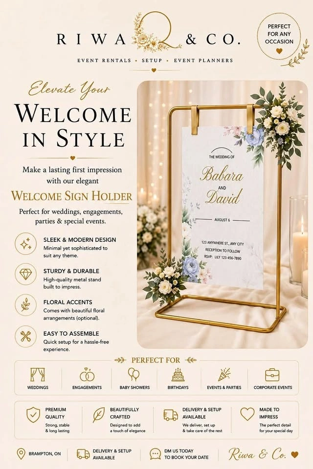 Gold Welcome Sign Holder