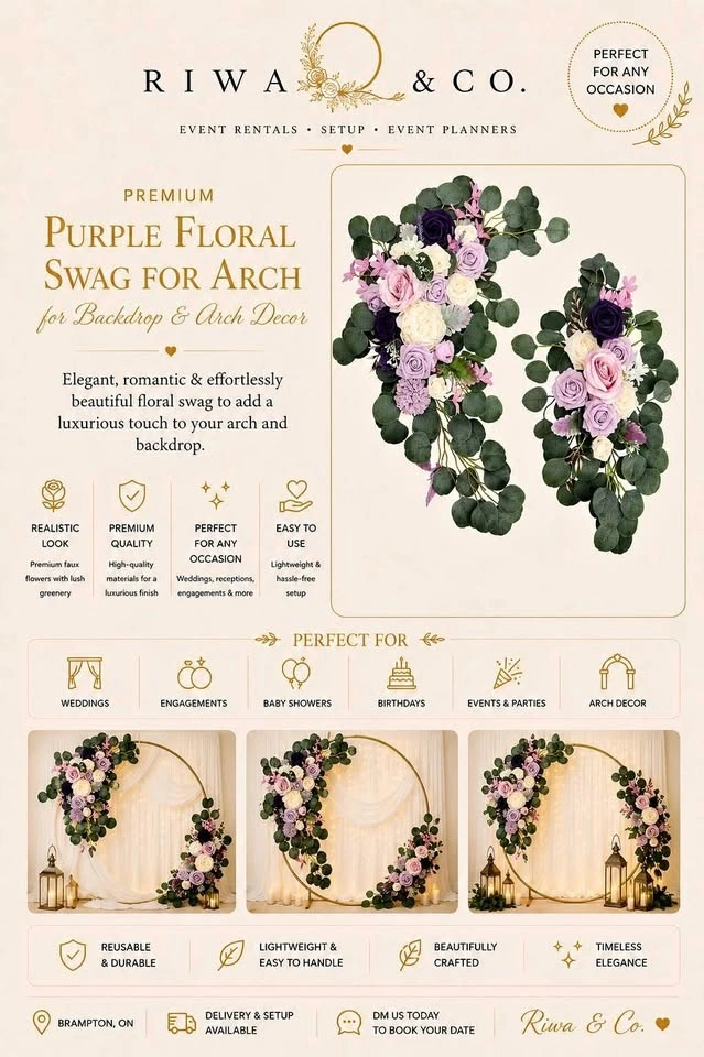 Purple Floral Swag for Arch Rental