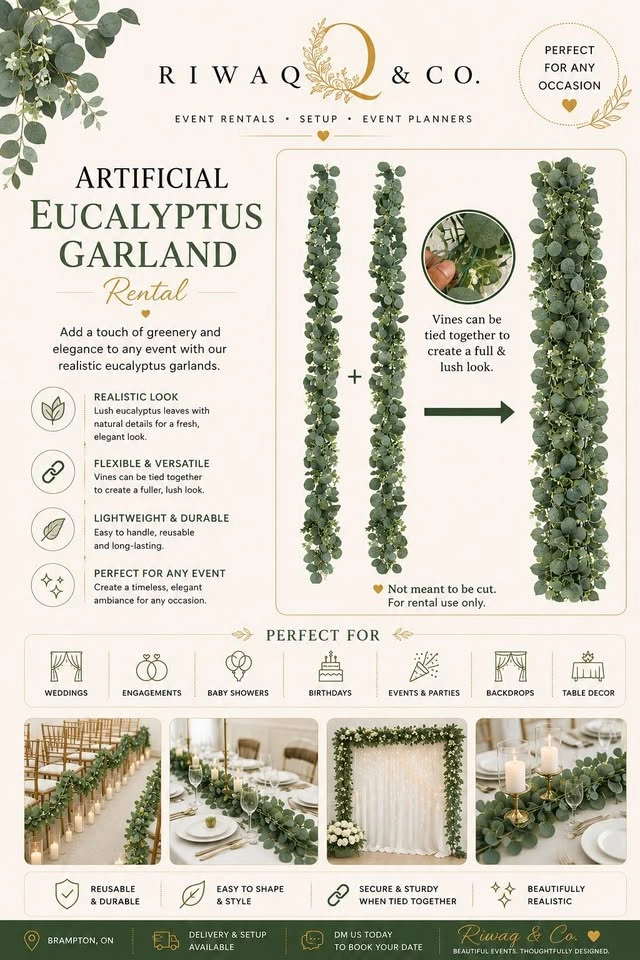 Artificial Eucalyptus Garland Rental | Wedding & Event Decor - photo 2