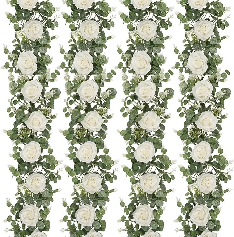 White Rose Eucalyptus Garland – Luxury Wedding & Event Decor Ren - photo 2