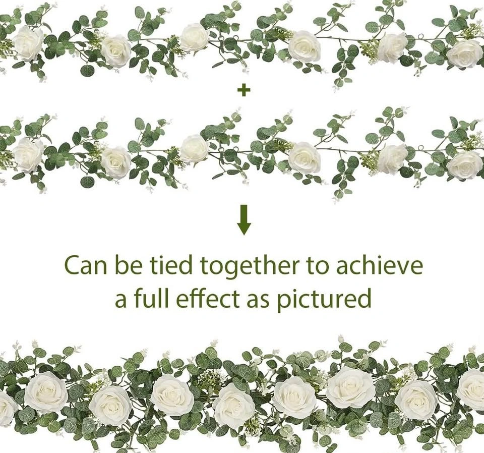 White Rose Eucalyptus Garland – Luxury Wedding & Event Decor Ren - photo 3