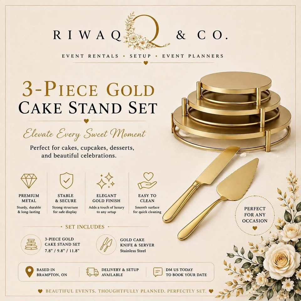 Gold 3-Piece Cake Stand Set Rental | Dessert Display