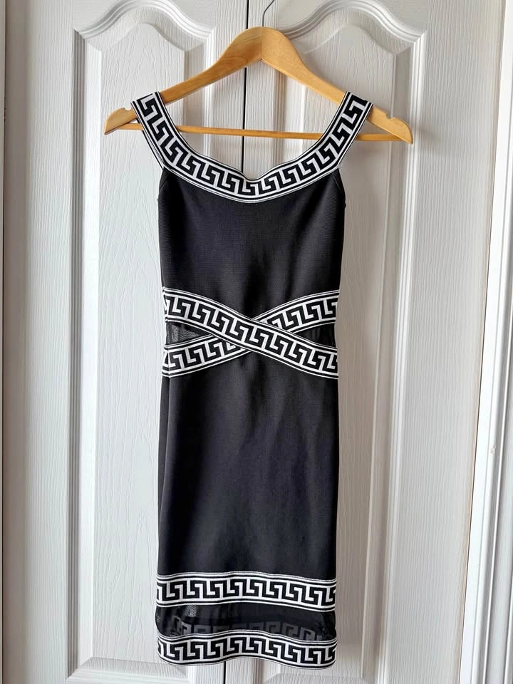 Black & White Greek Key Bodycon Dress
