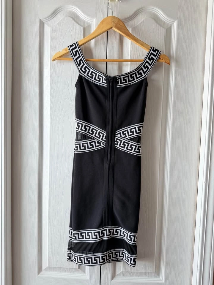 Black & White Greek Key Bodycon Dress - photo 2