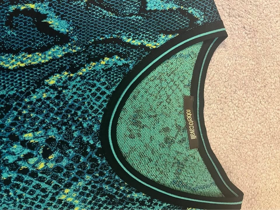 Roberto Cavalli Sleeveless Snakeskin Print Knit Dress - photo 2