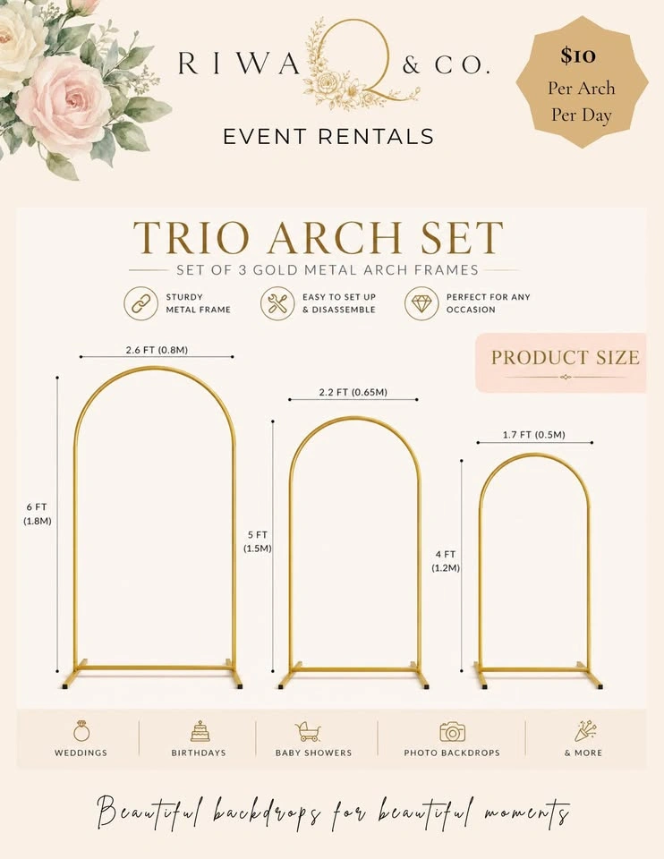 Gold Backdrop Arch Rentals for Weddings & Events - photo 2