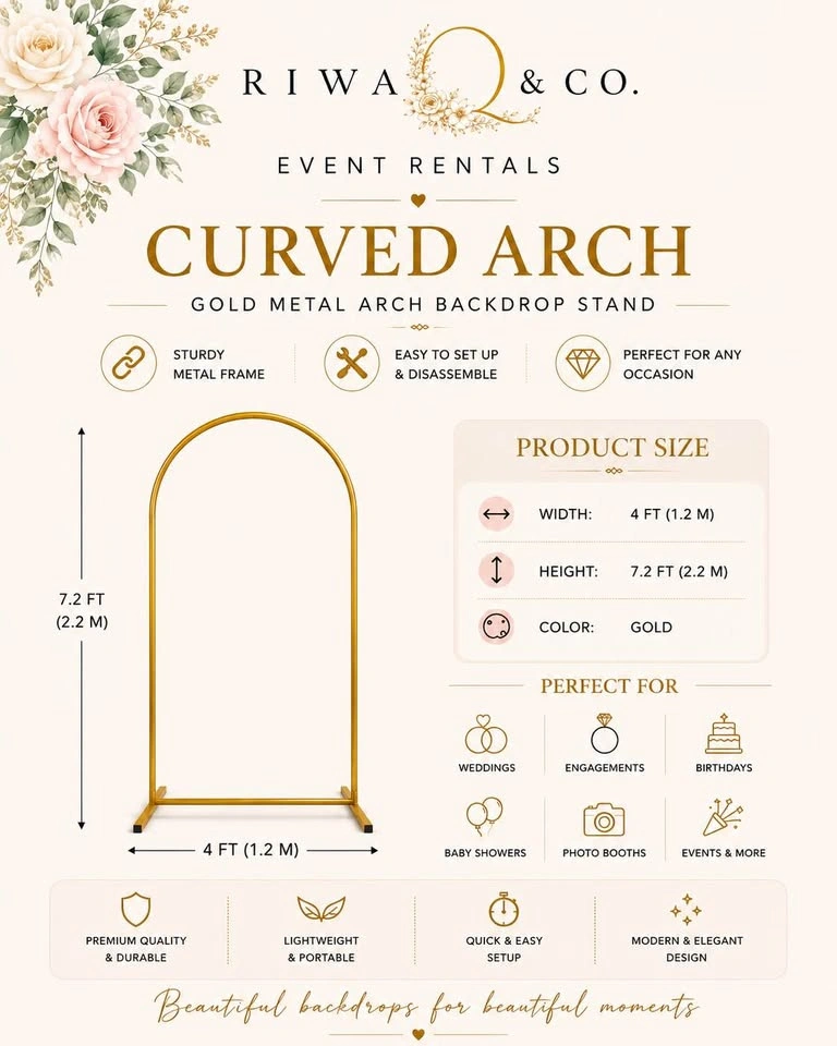 Gold Backdrop Arch Rentals for Weddings & Events - photo 3