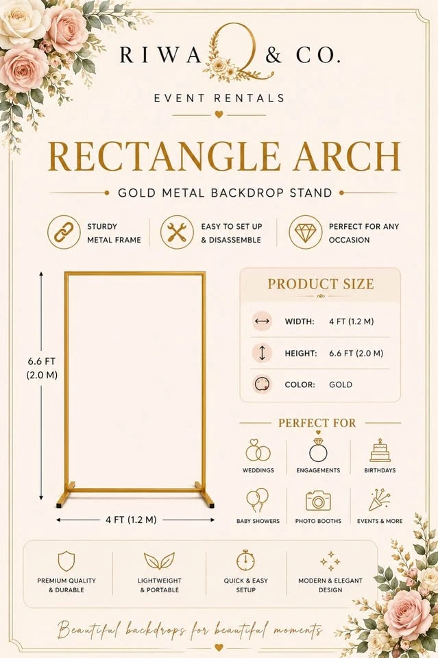 Gold Backdrop Arch Rentals for Weddings & Events - photo 4
