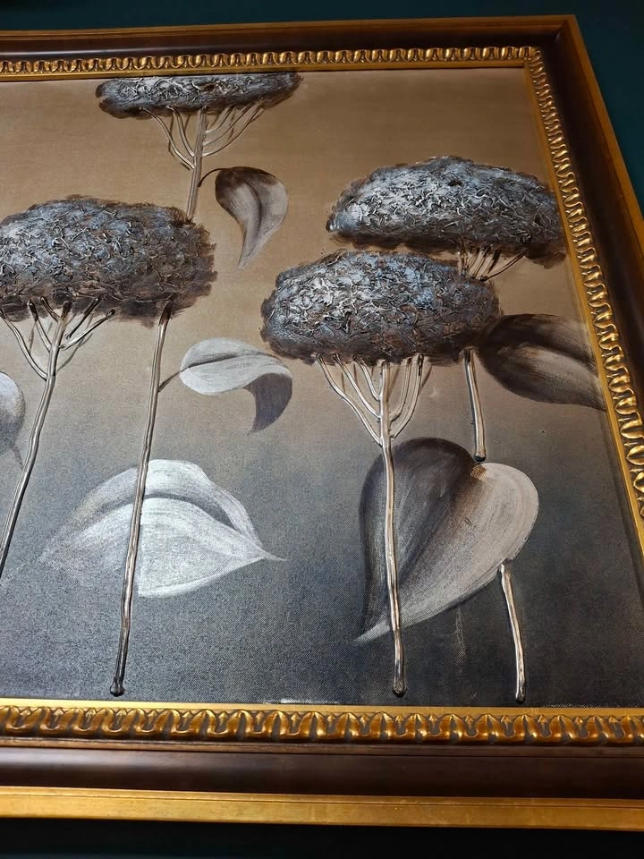 Large Flower Canvas Art in Gold Frame - photo 2