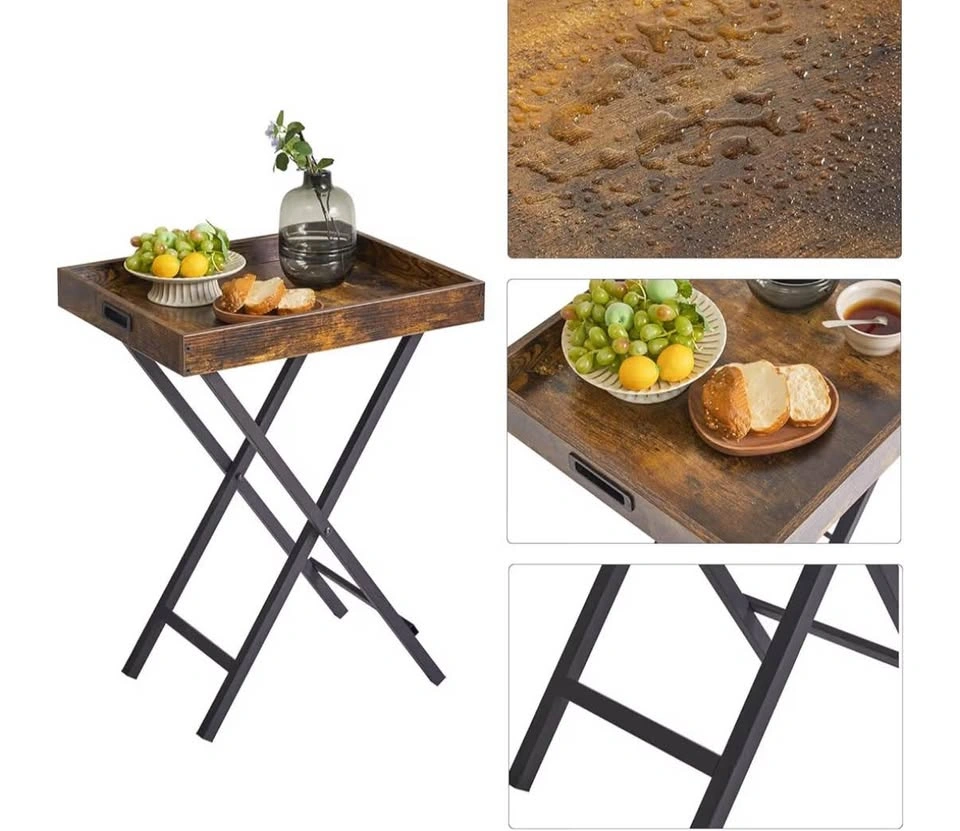 Foldable TV Tray, End Table with Removable Food Serving Tray - photo 3
